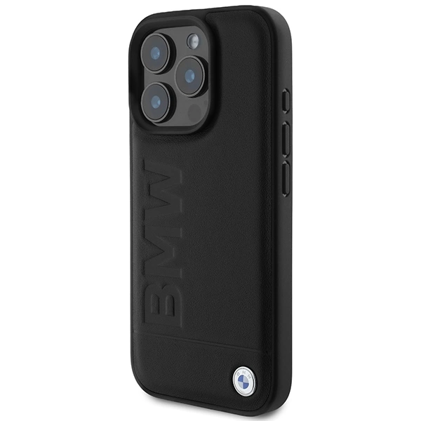 Kryt BMW BMHMP16LSLLBK Apple iPhone 16 Pro hardcase Leather Hot Stamp MagSafe black