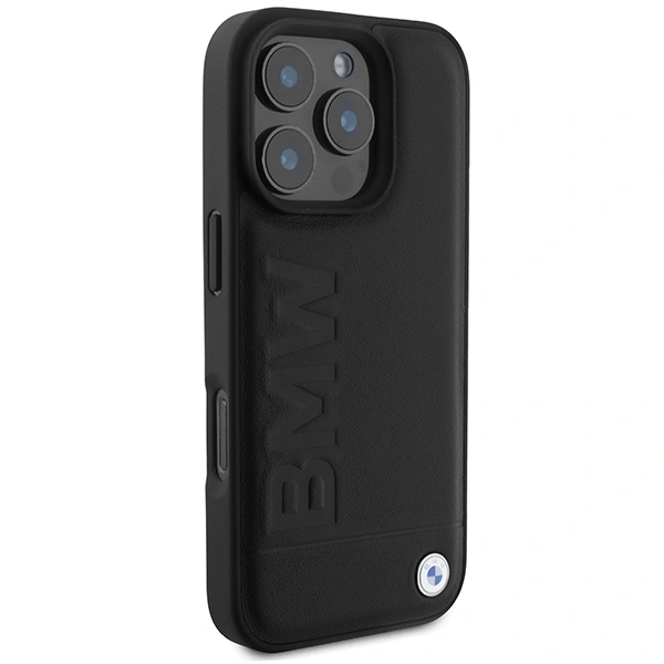 Kryt BMW BMHMP16LSLLBK Apple iPhone 16 Pro hardcase Leather Hot Stamp MagSafe black