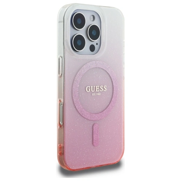Kryt Guess GUHMP16LHGRCELP Apple iPhone 16 Pro hardcase IML Glitter Gradient MagSafe pink