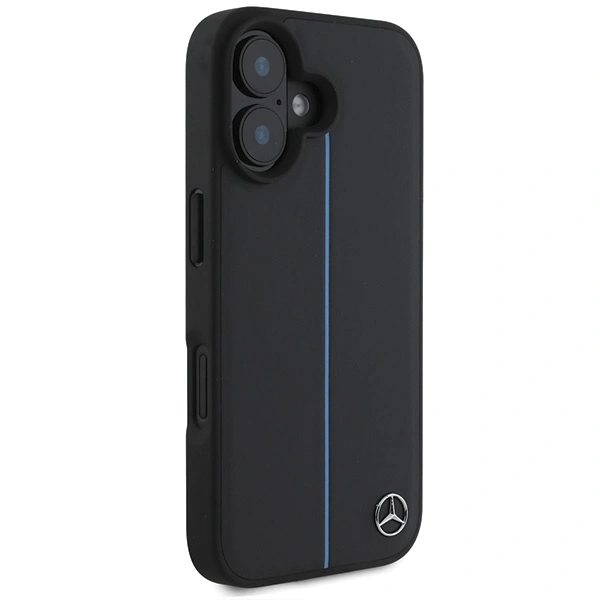 Kryt Mercedes MEHMP16S23RURBK Apple iPhone 16 hardcase MB Blue Line Leather MagSafe black