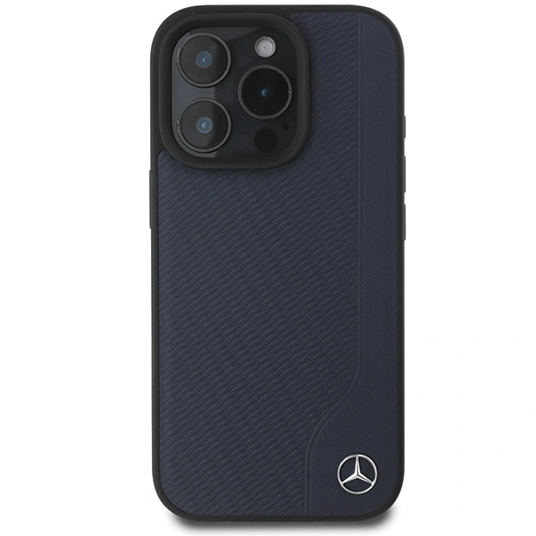 Kryt Mercedes MEHMP16X23RBGVV Apple iPhone 16 Pro Max hardcase MB Wood Imitation Leather MagSafe navy