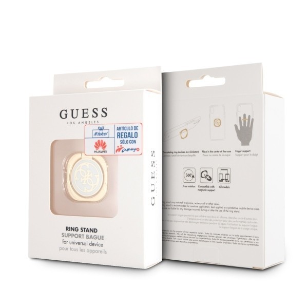 Držáček Guess Ring stand GURSEQGWH gold & white 4G