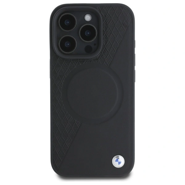Kryt BMW BMHMP16X23RTPK Apple iPhone 16 Pro Max hardcase Sign Leather Half Textured And Circle MagSafe black
