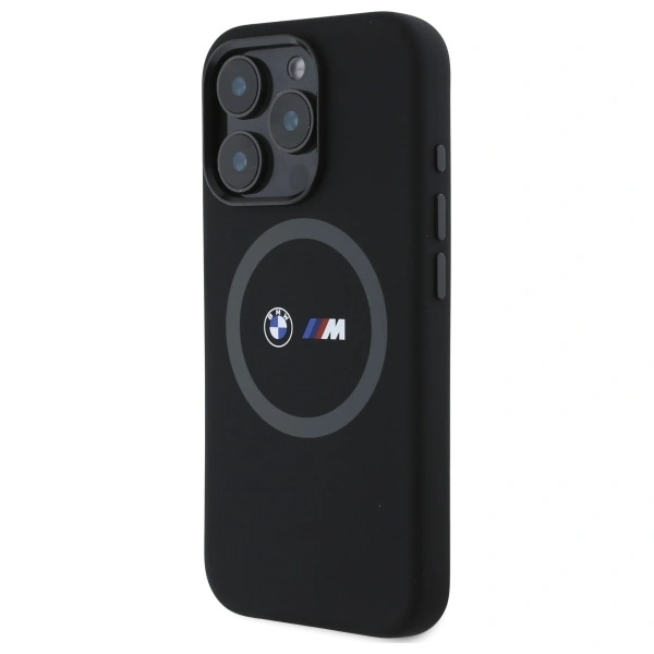 Kryt BMW BMHMP16X23SROK Apple iPhone 16 Pro Max hardcase M Silicone Printed Ring MagSafe black