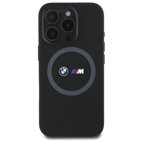 Kryt BMW BMHMP16X23SROK Apple iPhone 16 Pro Max hardcase M Silicone Printed Ring MagSafe black
