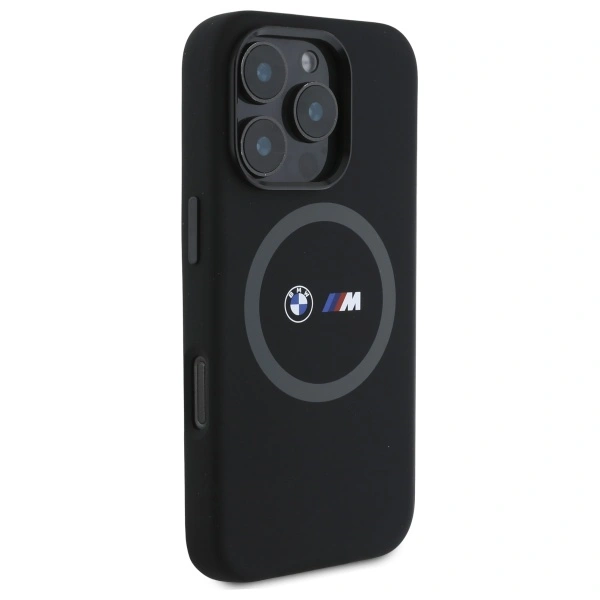 Kryt BMW BMHMP16X23SROK Apple iPhone 16 Pro Max hardcase M Silicone Printed Ring MagSafe black