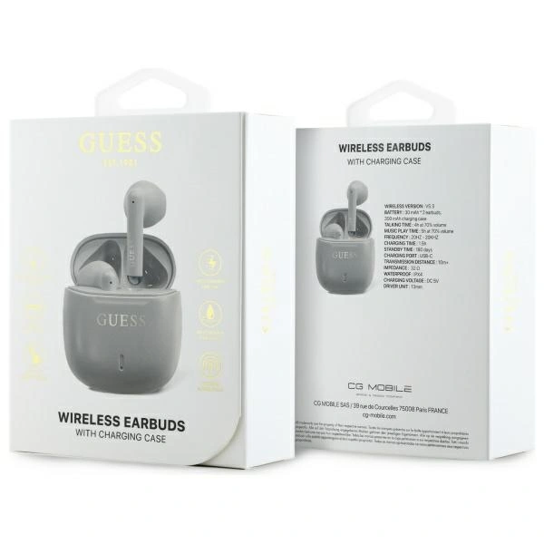 Kryt Guess Bluetooth wireless in-ear headphones GUTWSJ14ESGE TWS + docking station Printed Classic Logo ash