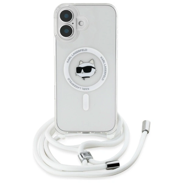 Kryt Karl Lagerfeld KLHMP16SHCCHNT Apple iPhone 16 hardcase IML Choupette Head & Cord Magsafe transparent