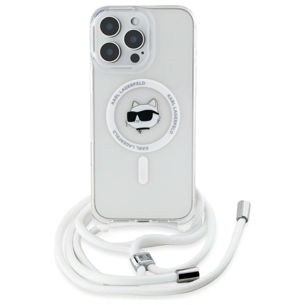 Kryt Karl Lagerfeld KLHMP16XHCCHNT Apple iPhone 16 Pro Max hardcase IML Choupette Head & Cord Magsafe transparent