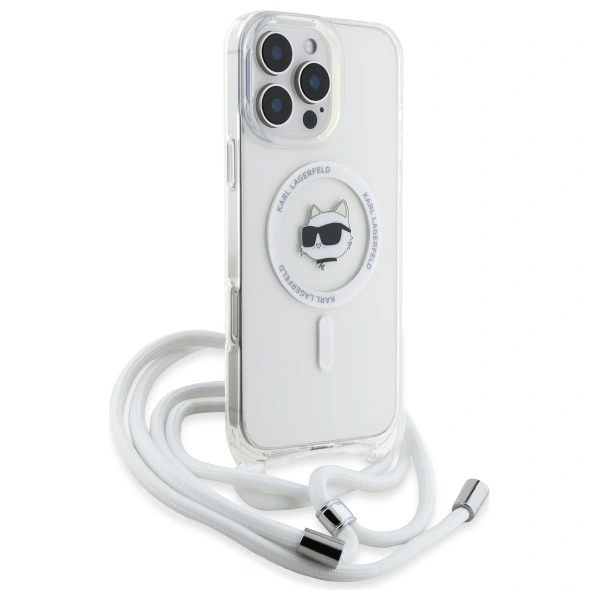 Kryt Karl Lagerfeld KLHMP16XHCCHNT Apple iPhone 16 Pro Max hardcase IML Choupette Head & Cord Magsafe transparent