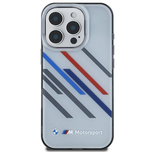 Kryt BMW BMHCP16L23HTRAG Apple iPhone 16 Pro hardcase Motorsport IML Random Stripes grey