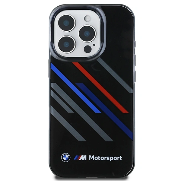 Kryt BMW BMHCP16L23HTRAK Apple iPhone 16 Pro hardcase Motorsport IML Random Stripes black
