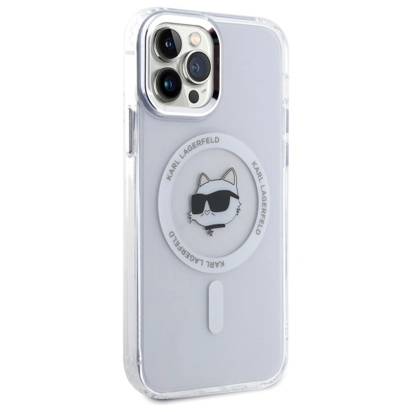 Kryt Karl Lagerfeld KLHMP12MHLSCHH Apple iPhone 12 / 12 Pro hardcase IML Metal Choupette Head MagSafe white