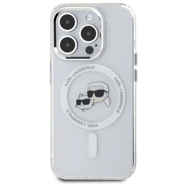 Kryt Karl Lagerfeld KLHMP15LHLSKCH Apple iPhone 15 Pro hardcase IML Metal Karl&Choupette Head MagSafe white