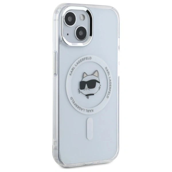 Kryt Karl Lagerfeld KLHMP15MHLSCHH Apple iPhone 15 Plus hardcase IML Metal Choupette Head MagSafe white