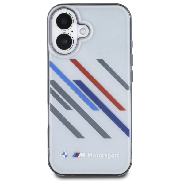 Kryt BMW BMHCP16M23HTRAG Apple iPhone 16 Plus hardcase Motorsport IML Random Stripes grey