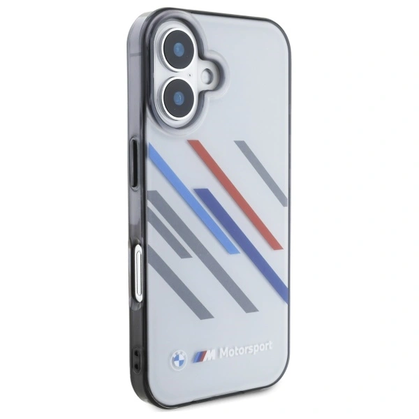 Kryt BMW BMHCP16M23HTRAG Apple iPhone 16 Plus hardcase Motorsport IML Random Stripes grey