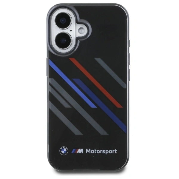 Kryt BMW BMHCP16M23HTRAK Apple iPhone 16 Plus hardcase Motorsport IML Random Stripes black
