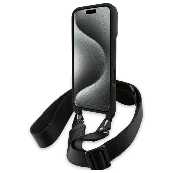 Kryt BMW BMHCP16S23PSCCK Apple iPhone 16 hardcase M Edition Carbon Stripe & Strap black