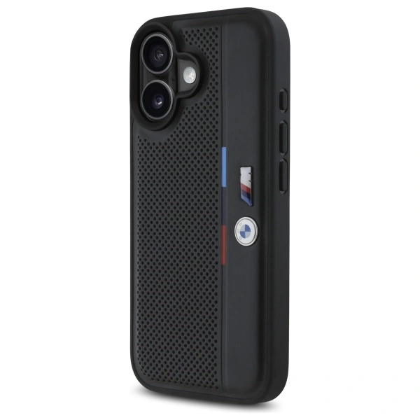 Kryt BMW BMHCP16S23PUPVK Apple iPhone 16 hardcase M Perforated Tricolor Detail Line black