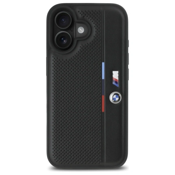 Kryt BMW BMHCP16S23PUPVK Apple iPhone 16 hardcase M Perforated Tricolor Detail Line black