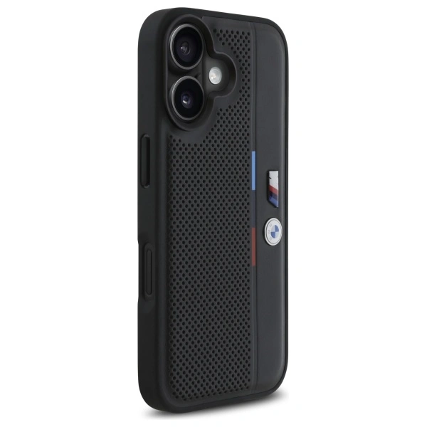 Kryt BMW BMHCP16S23PUPVK Apple iPhone 16 hardcase M Perforated Tricolor Detail Line black