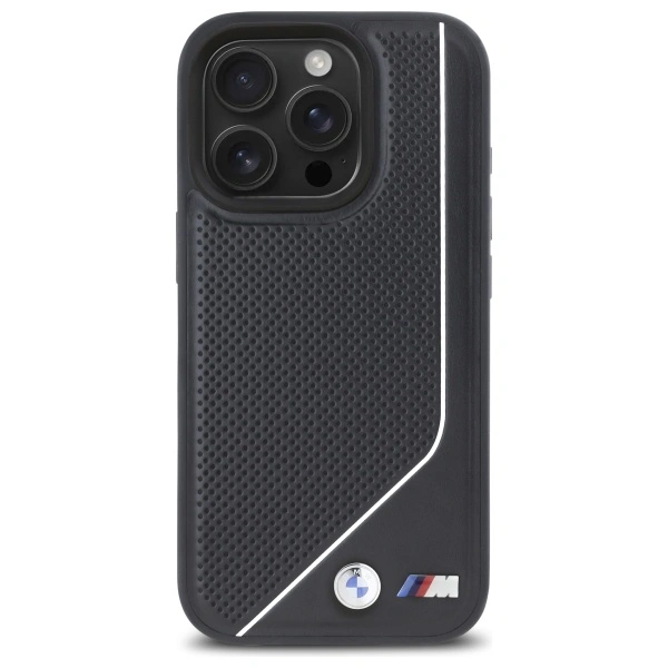Kryt BMW BMHMP16L23PUCPK Apple iPhone 16 Pro hardcase M Perforated Twisted Line MagSafe black