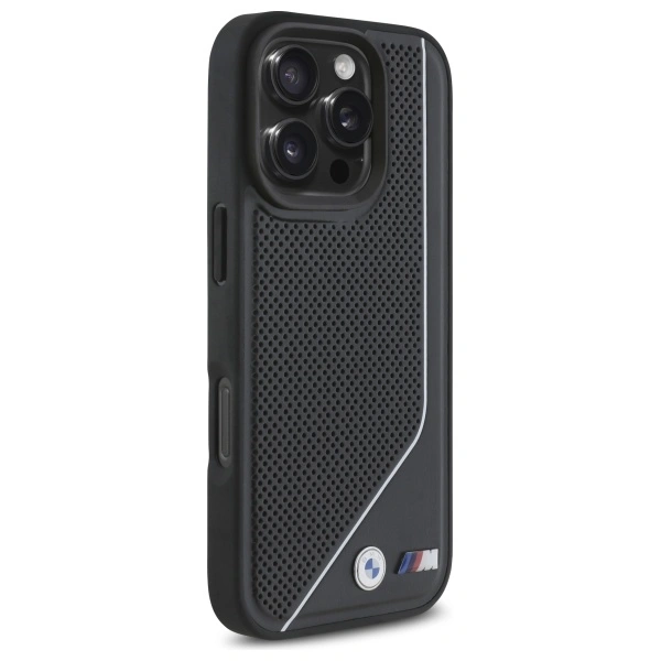 Kryt BMW BMHMP16L23PUCPK Apple iPhone 16 Pro hardcase M Perforated Twisted Line MagSafe black