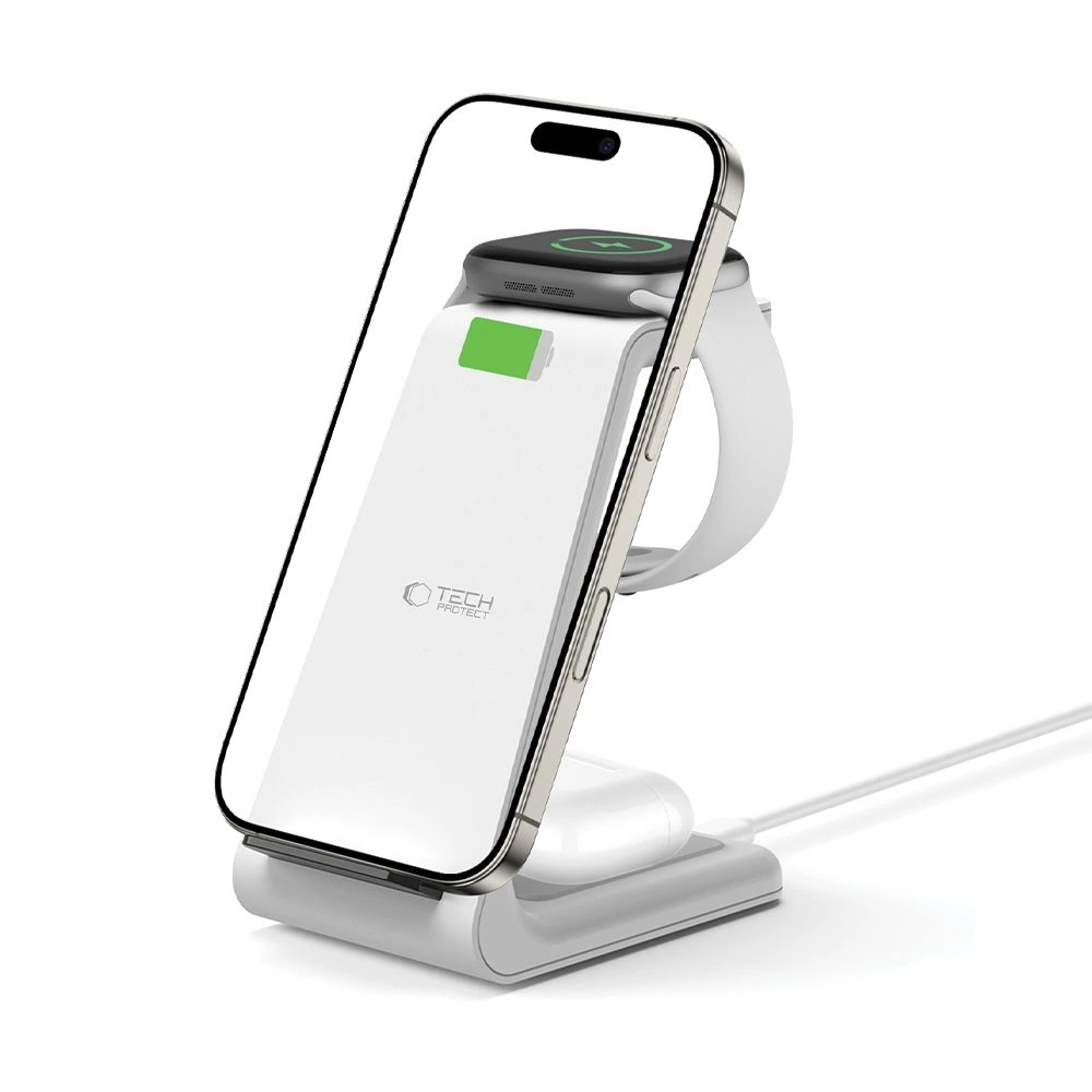 Bezdrátová nabíječka Tech-Protect QI15W-A36 3in1 Wireless Charger For Apple White