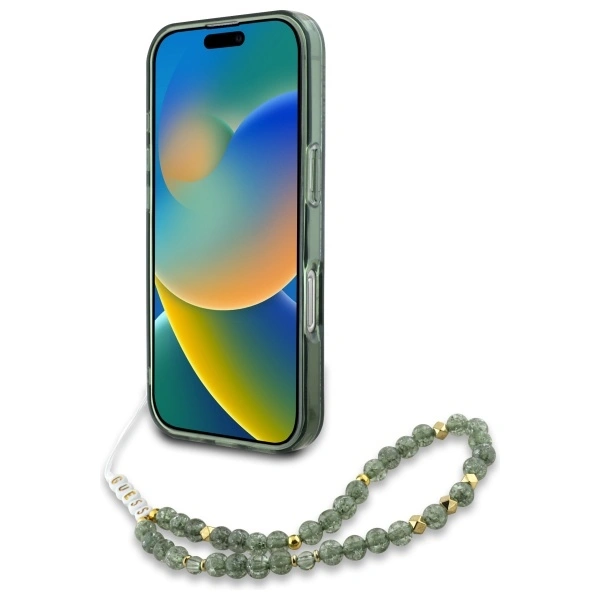 Kryt Guess GUHMP16XHCPOFPA Apple iPhone 16 Pro Max hardcase IML Flowers Allover Electro With Pearl Strap MagSafe green