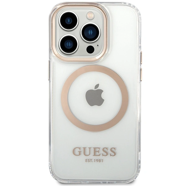 Kryt Guess GUHMP15LHTRMD Apple iPhone 15 Pro hardcase Metal Outline Magsafe gold