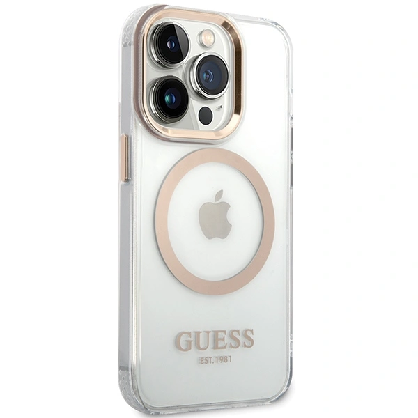 Kryt Guess GUHMP15LHTRMD Apple iPhone 15 Pro hardcase Metal Outline Magsafe gold