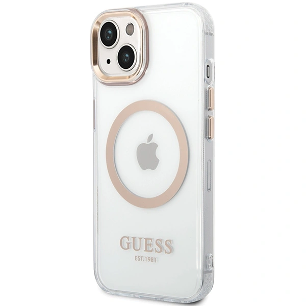 Kryt Guess GUHMP15MHTRMD Apple iPhone 15 Plus / 14 Plus hardcase Metal Outline Magsafe gold