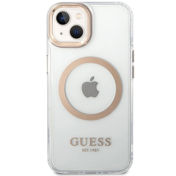 Kryt Guess GUHMP15MHTRMD Apple iPhone 15 Plus / 14 Plus hardcase Metal Outline Magsafe gold