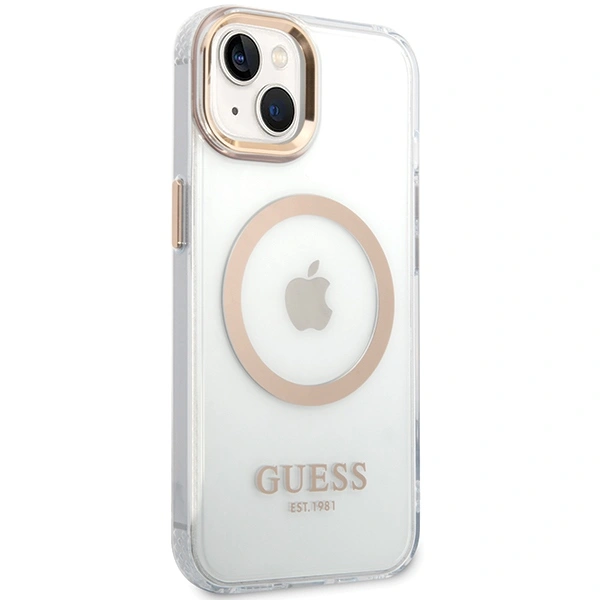 Kryt Guess GUHMP15MHTRMD Apple iPhone 15 Plus / 14 Plus hardcase Metal Outline Magsafe gold