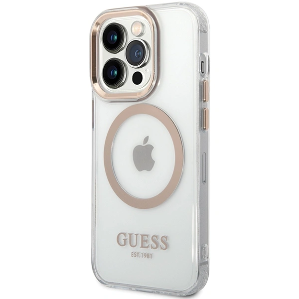 Kryt Guess GUHMP15SHTRMD Apple iPhone 15 / 14 / 13 hardcase Metal Outline Magsafe gold