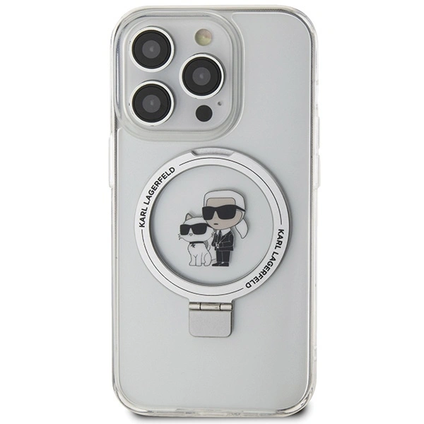 Kryt Karl Lagerfeld KLHMP15LHMRSKCH Apple iPhone 15 Pro hardcase Ring Stand Karl&Choupettte MagSafe white