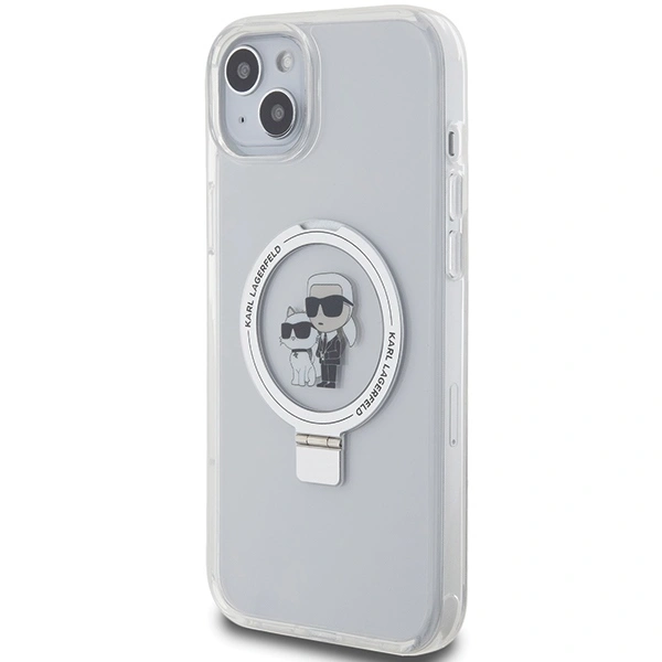 Kryt Karl Lagerfeld KLHMP15MHMRSKCH Apple iPhone 15 Plus / 14 Plus hardcase Ring Stand Karl&Choupettte MagSafe white