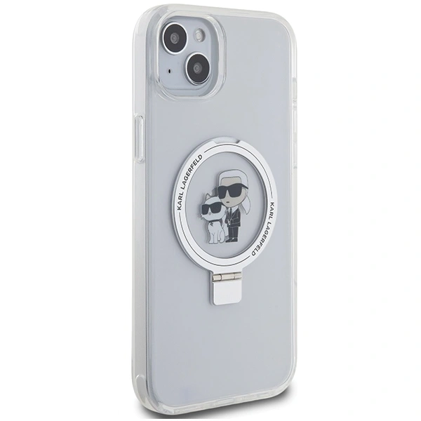 Kryt Karl Lagerfeld KLHMP15MHMRSKCH Apple iPhone 15 Plus / 14 Plus hardcase Ring Stand Karl&Choupettte MagSafe white