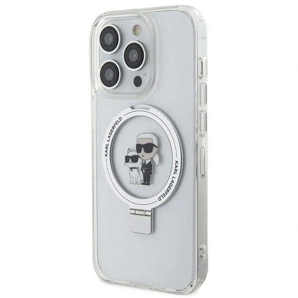 Kryt Karl Lagerfeld KLHMP15XHMRSKCH Apple iPhone 15 Pro Max hardcase Ring Stand Karl&Choupettte MagSafe white