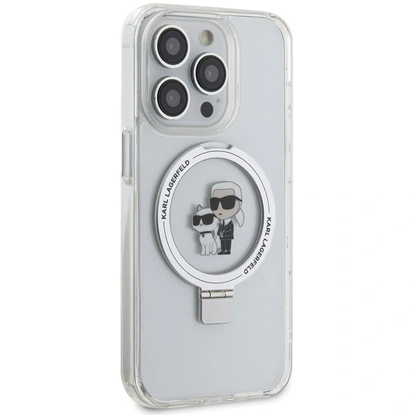 Kryt Karl Lagerfeld KLHMP15XHMRSKCH Apple iPhone 15 Pro Max hardcase Ring Stand Karl&Choupettte MagSafe white