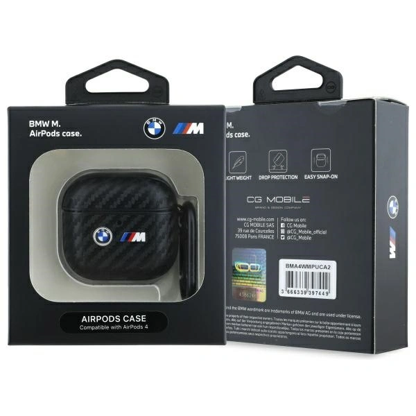 Kryt BMW BMA4WMPUCA2 Apple AirPods 4 cover Carbon Double Metal Logo black