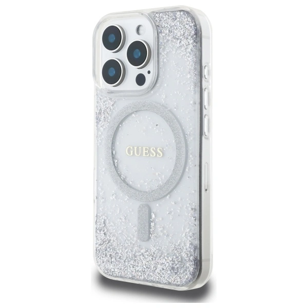 Kryt Guess GUHMP16LRGRGES Apple iPhone 16 Pro hardcase Resin Gradient Glitter MagSafe silver