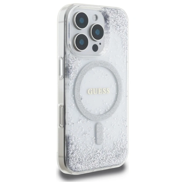 Kryt Guess GUHMP16LRGRGES Apple iPhone 16 Pro hardcase Resin Gradient Glitter MagSafe silver