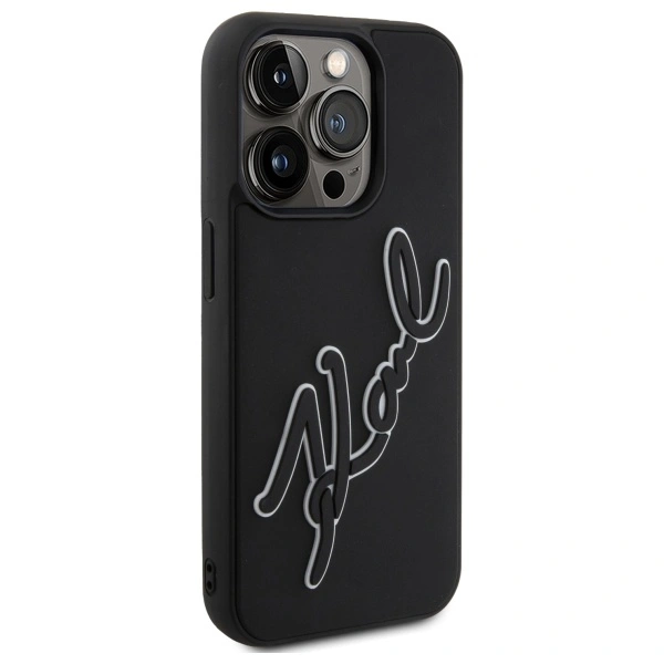 Kryt Karl Lagerfeld KLHCP15L3DRKSDLK Apple iPhone 15 Pro hardcase 3D Rubber Signature black