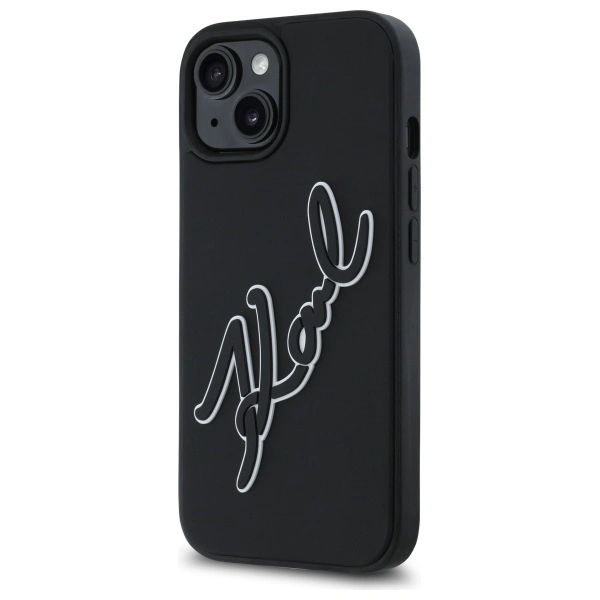 Kryt Karl Lagerfeld KLHCP15S3DRKSDLK Apple iPhone 15 hardcase 3D Rubber Signature black