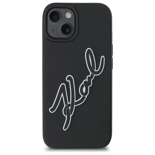 Kryt Karl Lagerfeld KLHCP15S3DRKSDLK Apple iPhone 15 hardcase 3D Rubber Signature black