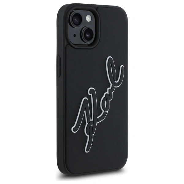 Kryt Karl Lagerfeld KLHCP15S3DRKSDLK Apple iPhone 15 hardcase 3D Rubber Signature black