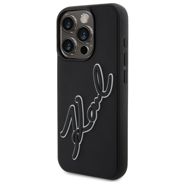 Kryt Karl Lagerfeld KLHCP15X3DRKSDLK Apple iPhone 15 Pro Max hardcase 3D Rubber Signature black