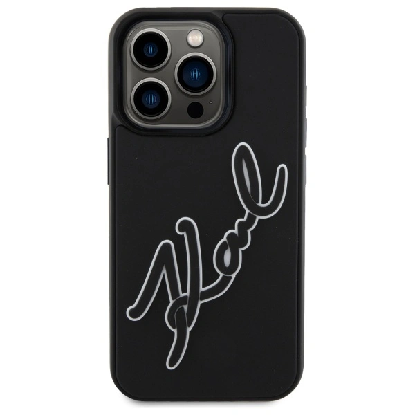 Kryt Karl Lagerfeld KLHCP15X3DRKSDLK Apple iPhone 15 Pro Max hardcase 3D Rubber Signature black